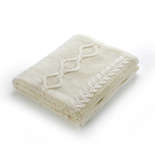 Nord Snow Nord Snow Merino Wool Blanket Diamond Aran Style Ecru White