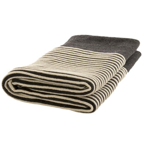 Nord Snow Merino Wool Blanket Striped style Dark