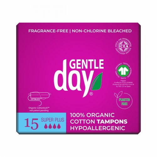 Gentle Day Super Plus Organic Tampons Tamponai iš ekologiškos medvilnės