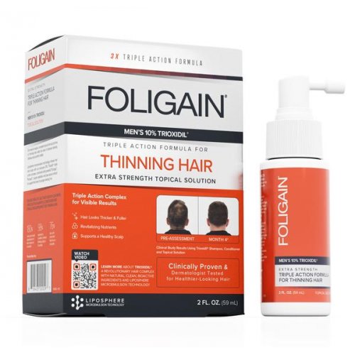 Foligain Hair Regrowth Treatment Matu augšanas stimulējošs sprejs ar 10% Trioksidilu vīriešiem