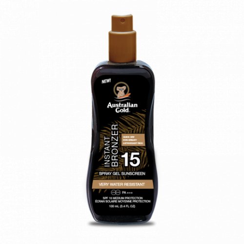 Australian Gold Spray Gel with Instant Bronzer SPF15 Apsauga nuo saulės su natūraliais bronzantais
