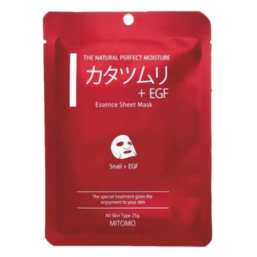 Mitomo Facial Mask Snail Essence + EGF Lakštinė veido kaukė su sraigių ekstraktu