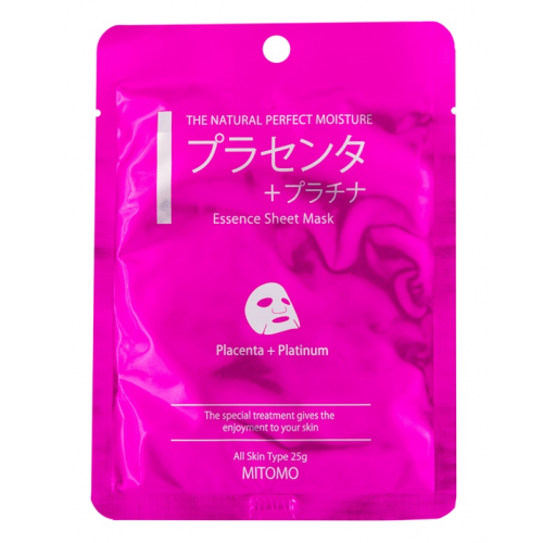 Mitomo Essence Sheet Mask Placenta + Platinum Veido kaukė su platina ir placenta