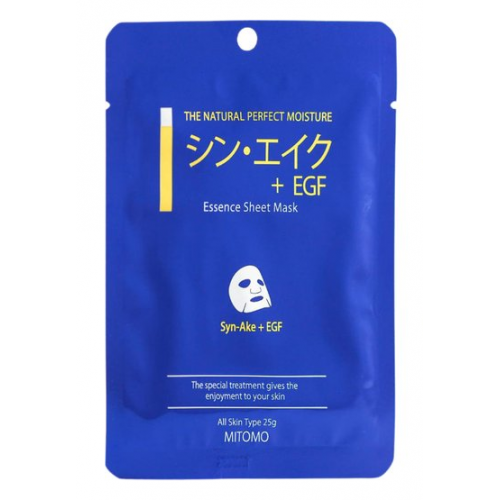 Mitomo Essence Sheet Mask Syn-Ake + EGF Veido kaukė su gyvačių peptidų analogu