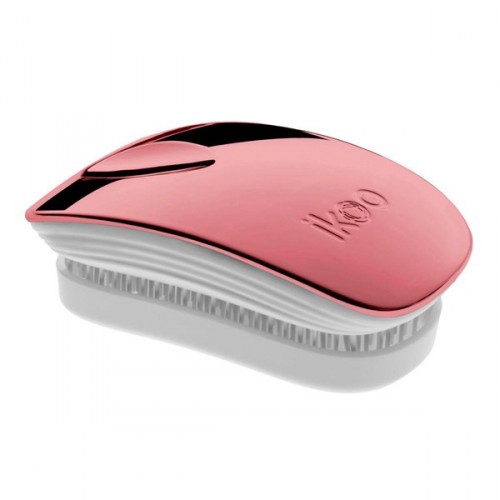 Ikoo Pocket Black Rose Metallic Hairbrush Rose White