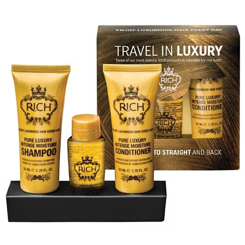 Rich Pure Luxury Travel In Luxury Intensyviai drėkinančių kelioninio dydžio priemonių rinkinys