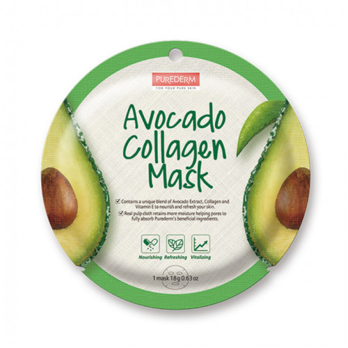 Purederm Avocado Collagen Mask Sejas maska ar avokado ekstraktu
