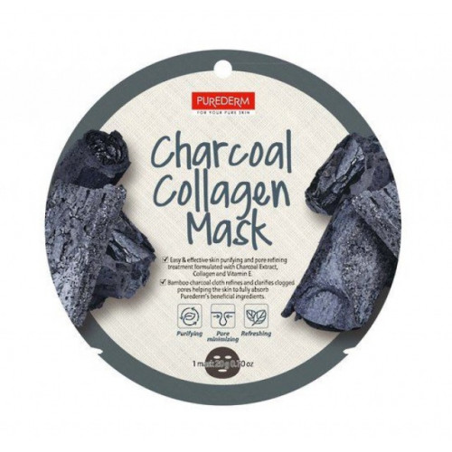 Purederm Charcoal Collagen Mask Kologeninė veido kaukė su anglimi