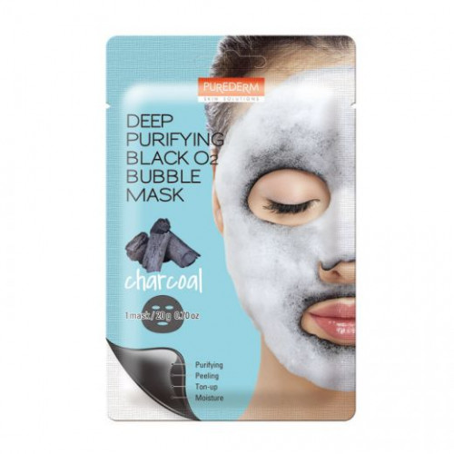 Purederm Deep Purifying Bubble Mask Charcoal Valomoji veido kaukė