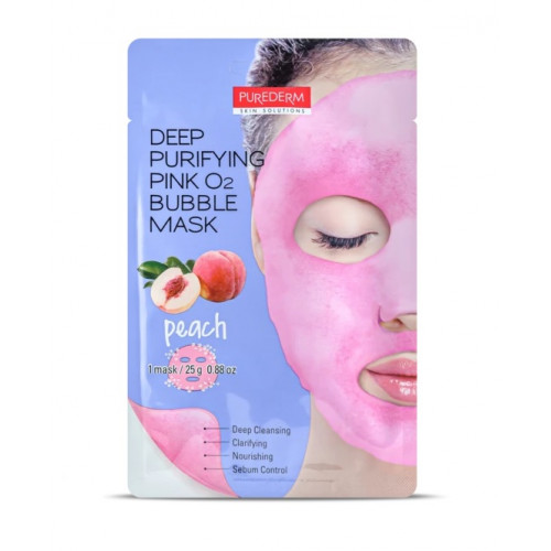 Purederm Deep Purifying Green O2 Bubble Mask 25g Pink