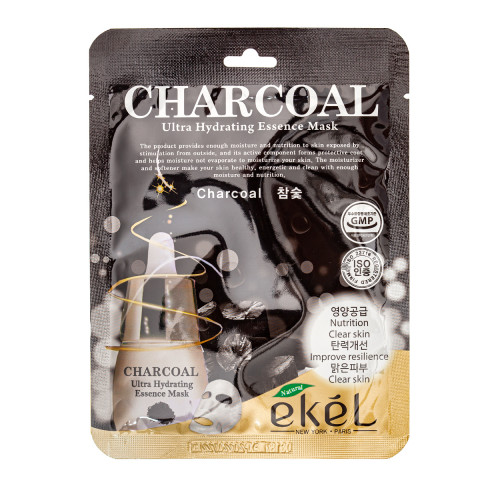 Ekel Ultra Hydrating Essence Mask Charcoal Lakštinė veido kaukė su medžio anglimi