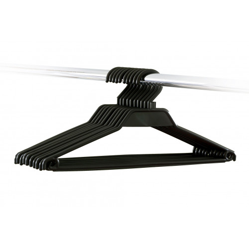 HomelyWorld W018 Thin Plastic Hangers for Clothes Black 20 pcs.