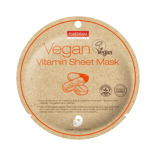 Purederm Vegan Vitamin Sheet Mask Veganiška lakštinė kaukė su vitaminais