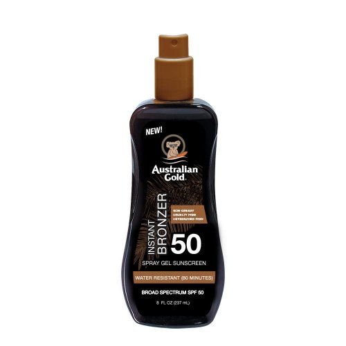 Australian Gold Spray Gel Sunscreen with Instant Bronzer SPF50 Apsaugos nuo saulės pienelis su bronzantais