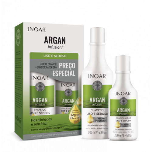 Inoar Argan Infusion Smooth and Silky Duo Kit Glotnių ir švelnių plaukų rinkinys