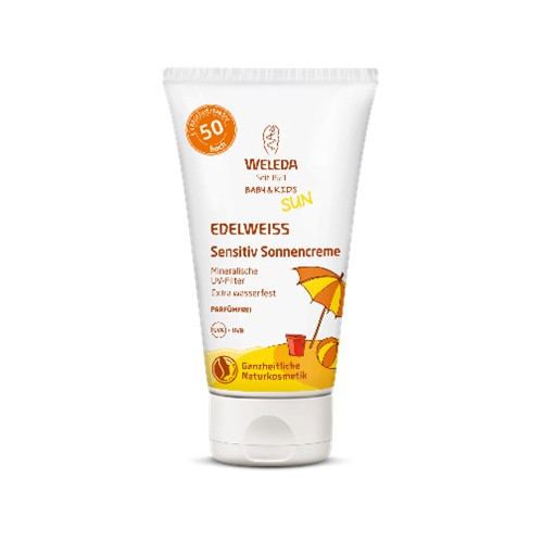 Weleda Baby & Kids Sensitive Sun Cream SPF50 Natūralus apsauginis losjonas nuo saulės kūdikiams ir vaikams  50ml