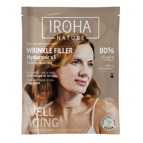 IROHA Tissue Face & Neck Mask Triple HA Veido ir kaklo kaukė su hialurono rūgštimi