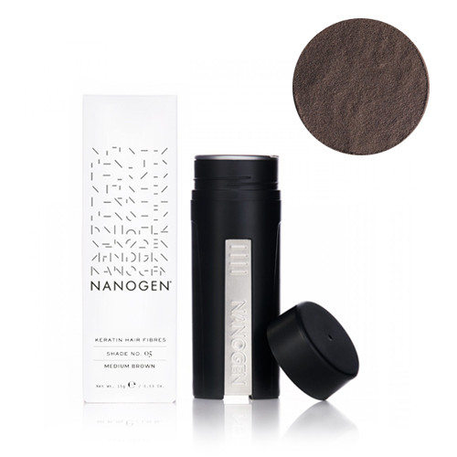 Nanogen Keratin Hair Fibres Medium Brown Vidutinė ruda plaukų pudra - skaidulos