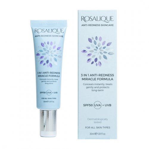 Rosalique 3 in 1 Anti-Redness Miracle Formula SPF50 Krēms apsārtušas sejas un kakla ādas kopšanai