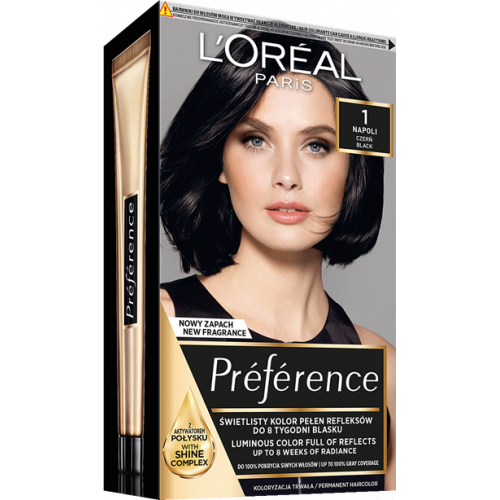 Photos - Hair Dye LOreal L'Oréal Paris L'Oréal Paris Preference Permanent Hair Color 1 Napoli KS793124