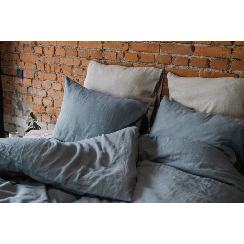Linen Tales Linen Tales Blue Fog Linen Duvet Cover Set 200x220 50x70*2
