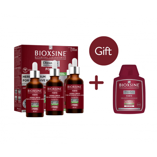 Bioxcin (Bioxsine) Dermagen Forte serumas nuo intensyvaus plaukų slinkimo + šampūnas nuo intensyvaus plaukų slinkimo 100ml - DOVANŲ! 