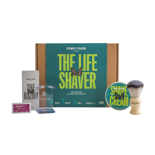Men Rock The Life Shaver Sicilian Lime Ultimate Shaving Kit Skutimosi rinkinys su dviašmeniu skustuvu