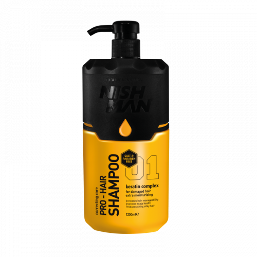 Nishman Pro-Hair Shampoo Plaukų šampūnas su keratinu, be parabenų ir druskų