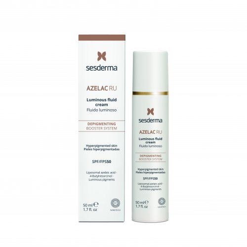 Sesderma Azelac Ru Luminous Fluid Spindesio suteikiantis kreminis fluidas SPF50