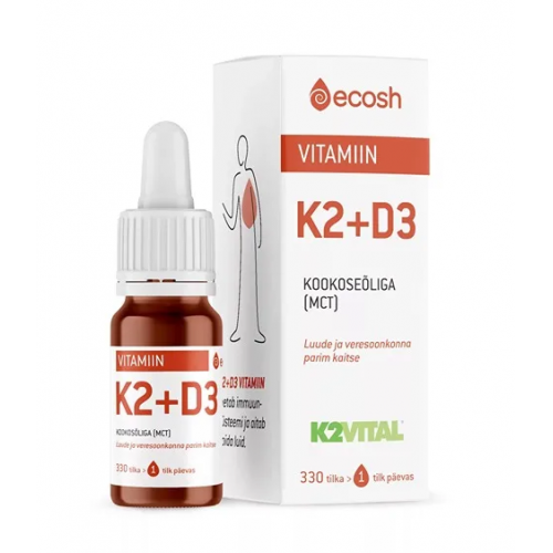 Ecosh Vitamins K2 + D3 Vitaminai K2 (45μg) + D3 (2000IU, 50μg)