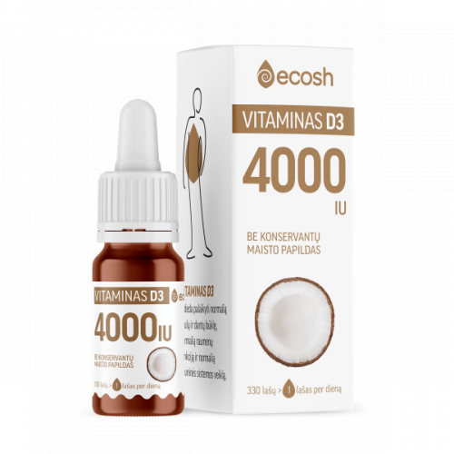 Ecosh Vitamin D3 With Coconut D3-vitamiin kookosõliga 4000IU