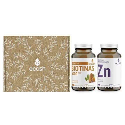 Ecosh Beauty Supplement Kit Maisto papildų rinkinys grožiui Biotinas+Cinkas