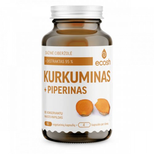 Ecosh Curcumin 95% + Piperine Maisto papildas Kurkuminas su piperino ekstraktu