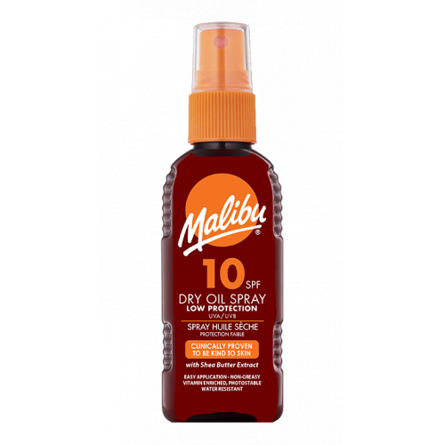 Malibu Dry Oil Spray With SPF10 Aizsargājoša iedeguma eļļā