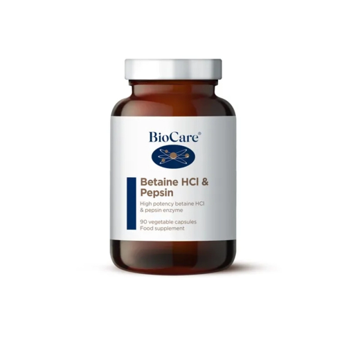 Biocare Betaine HCL & Pepsin Maisto papildas virškinimui