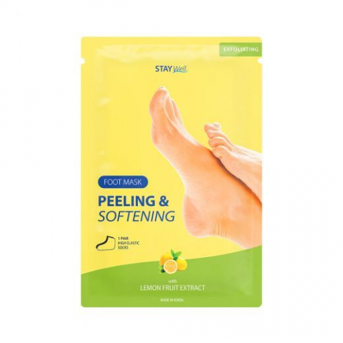 STAY WELL Peeling & Softening Foot Mask Lemon Šveičiamoji pėdų kaukė su citrinomis