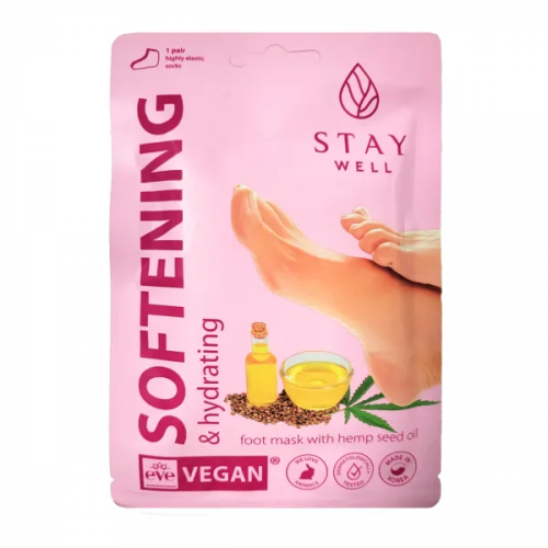 STAY WELL Instant Softening Foot Mask Hemp Seed Oil Minkštinamoji pėdų kaukė su kanapių sėklų aliejumi