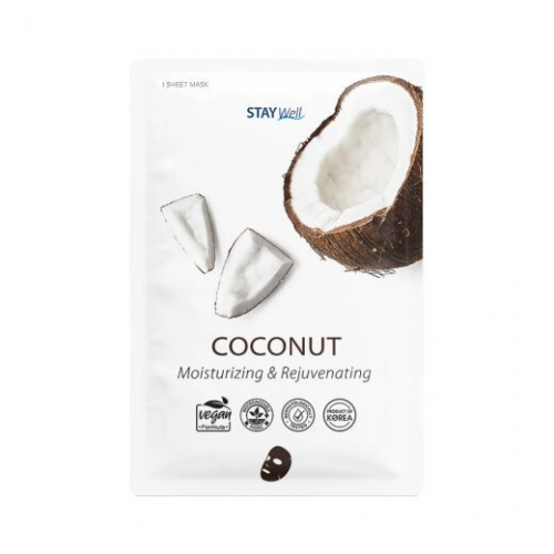 STAY WELL Climate Neutral Moisturizing & Rejuvenating Sheet Mask Coconut Mitrinoša un atjaunojoša sejas maska