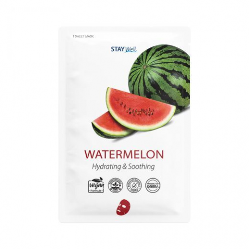 STAY WELL Climate Neutral Hydrating & Soothing Sheet Mask Watermelon Drėkinanti ir raminanti veido kaukė