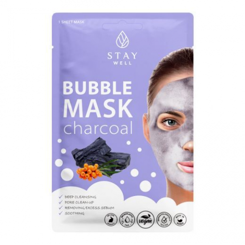 STAY WELL Deep Cleansing Bubble Mask Charcoal Giliai valanti, nuplaunama veido kaukė