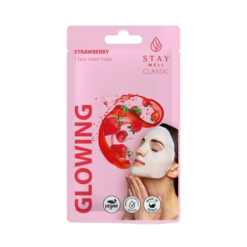 STAY WELL Classic Mask Glowing Strawberry Švytėjimo suteikianti veido kaukė