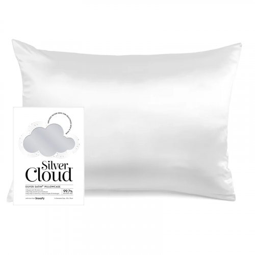 Silver Cloud Satin Pillowcase Infused with Silver Ions Sidabro jonais prisotintas satino pagalvės užvalkalas