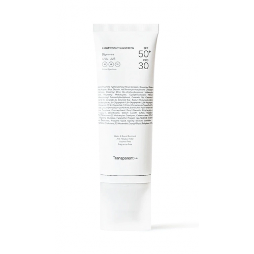 Transparent Lab Lightweight Sunscreen SPF50 Apsauga nuo saulės veidui