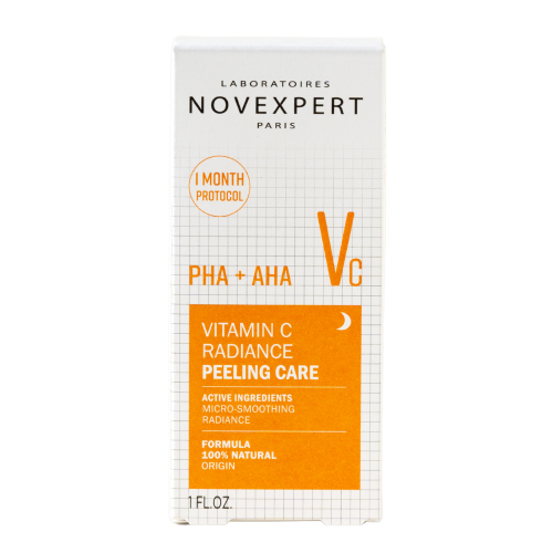 Novexpert PHA + AHA Vitamin C Radiance Peeling Care Šveičiamasis naktinis serumas su Vit C