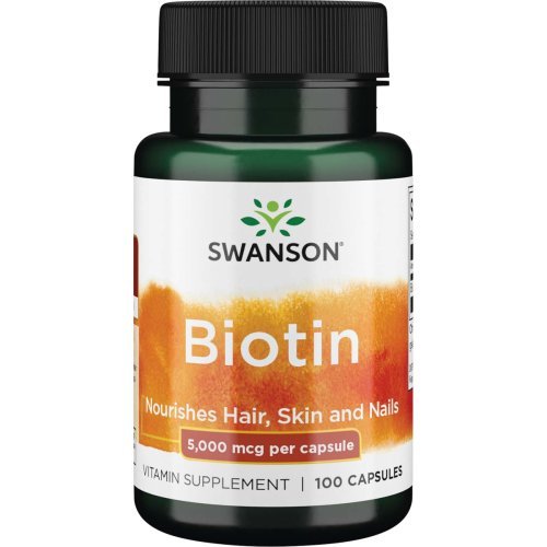 SWANSON Biotin Nourishes Hair, Skin and Nails 5000 mcg Biotinas