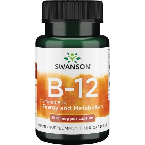 SWANSON Vitamin B12 500 mcg Energy and Metabolism Maisto papildas Vitaminas B12