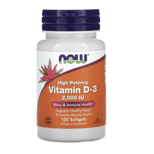 NOW Foods Vitamin D-3 2000 IU High Potency Vitaminas D3