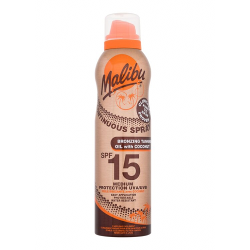 Malibu Continuous Spray Bronzing Tanning Oil with Coconut SPF15 Izsmidzinoša aizsargājoša eļļa