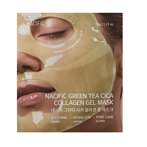 NACIFIC Green Tea Cica Collagen Gel Mask Kolageno gelinė kaukė su žaliosios arbatos ir azijinės centelės kompleksu