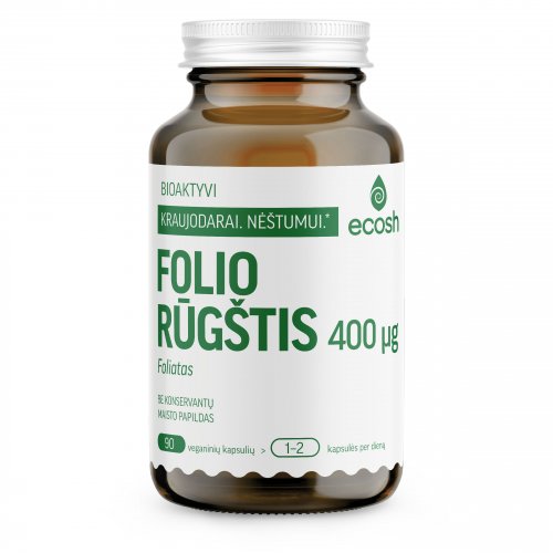 Ecosh Folic Acid 400mg Bioaktyvi folio rūgštis (foliatas)